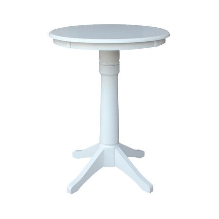 International Concepts Round 30 in Round Top Pedestal Table, 34.9 inH, White, 30 W, 30 L, 35.9 in H, Wood, White K08-30RT-27B-6B